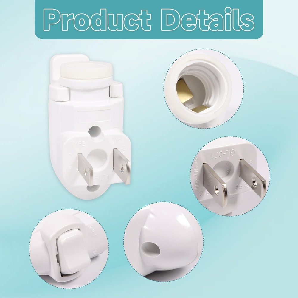 Plug in Night Light Module Socket with ON/Off Switch with Shade Mounting Clip...