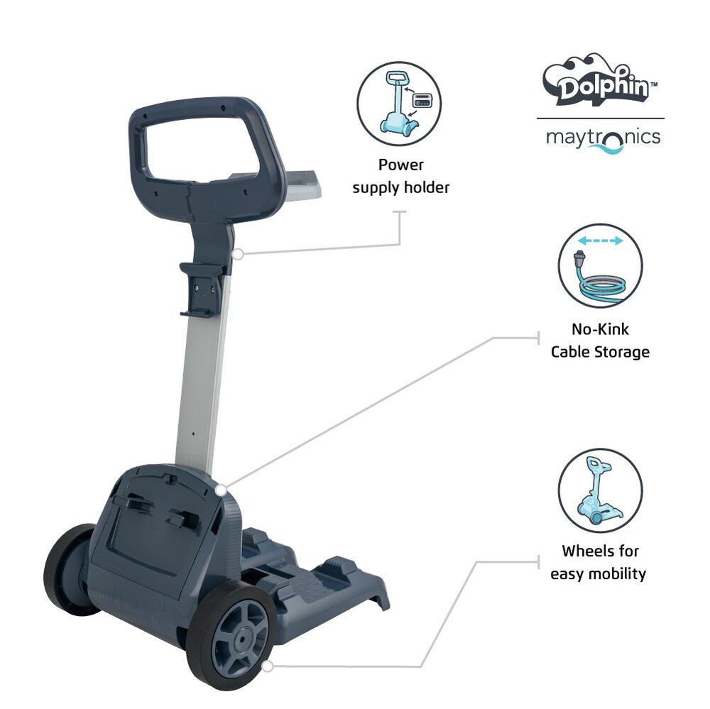 DOLPHIN E10 Robotic Pool Vacuum Cleaner with Universal Caddy for Pool Cleaning
