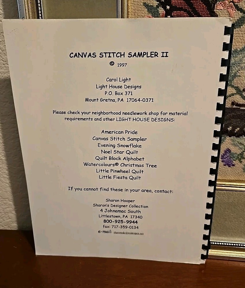 Light House Designs CANVAS STITCH SAMPLER II Needlepoint Pattern Booklet 1997