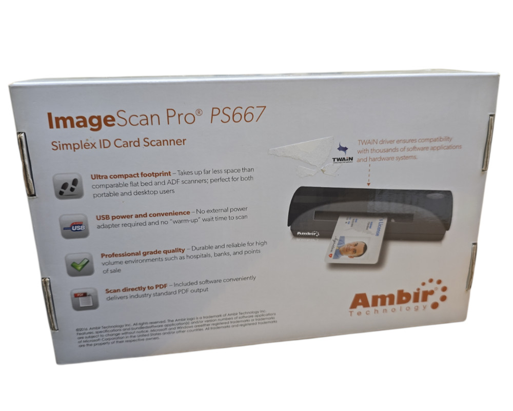 Ambir Technology Image Scan Pro PS667- Simplex Card Scanner | New in Box