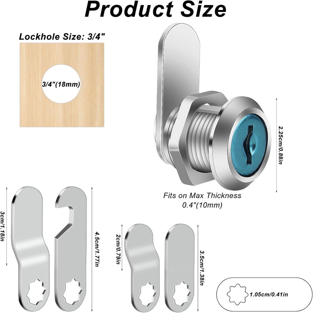 2 PCS Mailbox Locks, Mailbox Lock 16 mm, Comes with 4 Different Lock Plates, Sec
