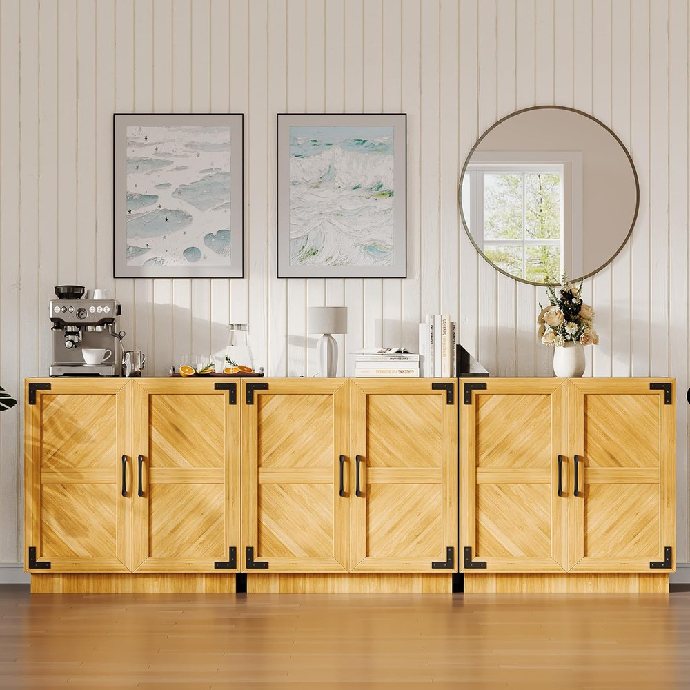Farmhouse Buffet Cabinet with Adjustable Shelves - 31.5" Storage Console Table
