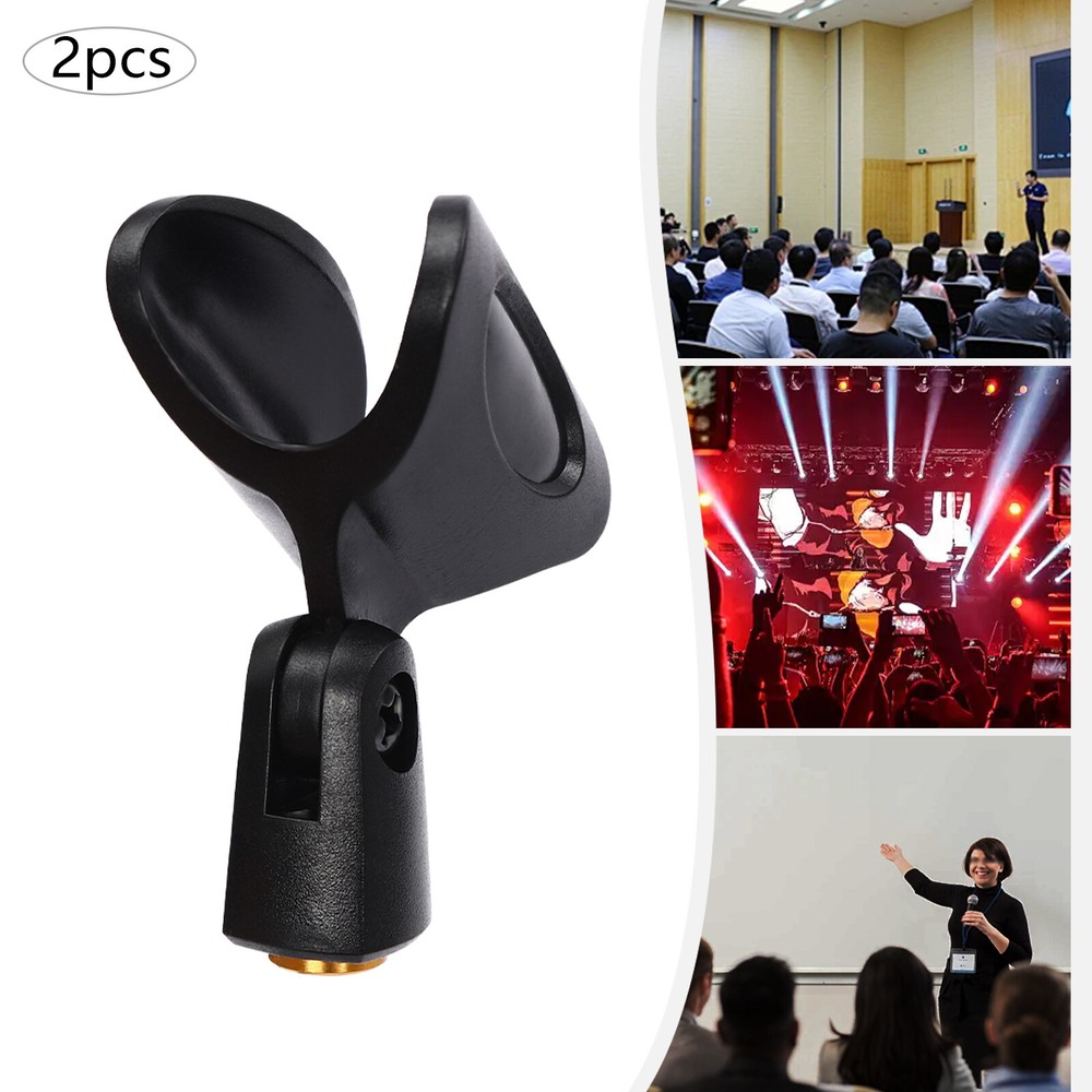 2pcs Universal Microphone Clips Black Microphone Mic Clip Holders