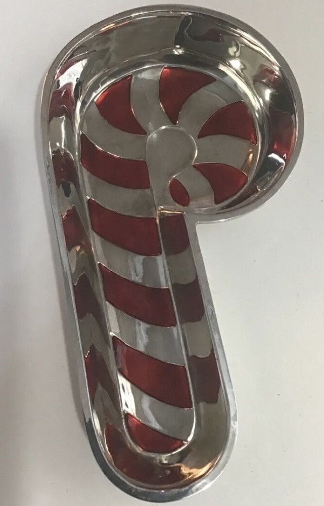Vintage Silver Plated 8” Candy Cane Design Candy Dish Collection By Godinger