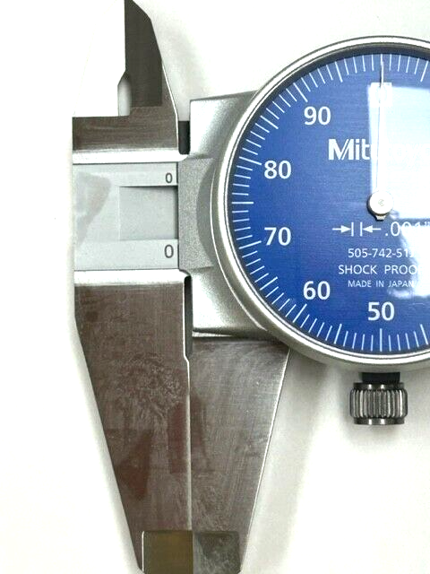 6" .001" GRAD. BLUE FACE DIAL CALIPER W/CASE MITUOTYO - 505-742-51J JAPAN NEW