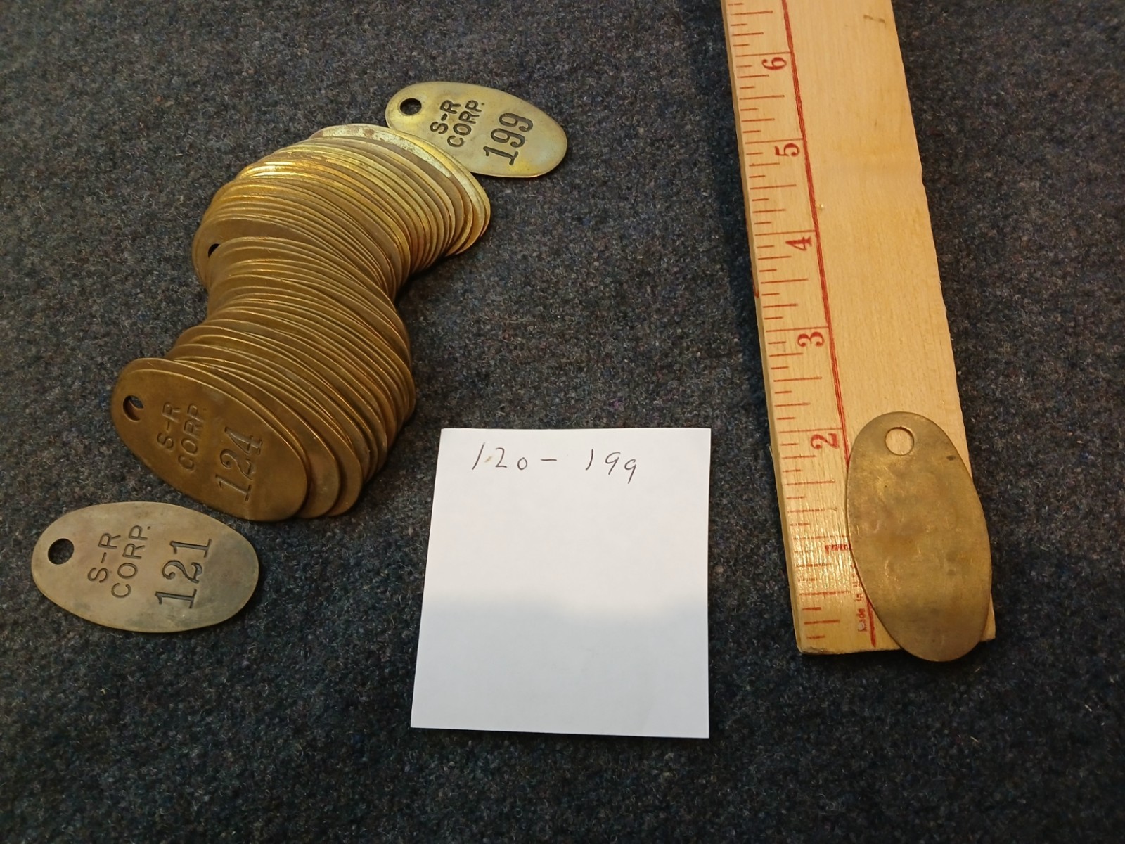 Stearn-RogersNumbered Brass Tags Stamped Consecutive Numbers 50Pack