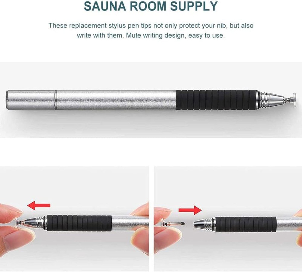 12 Pcs Silver Universal Stylus Replacement Tips,Universal Disc Tips Round Shape