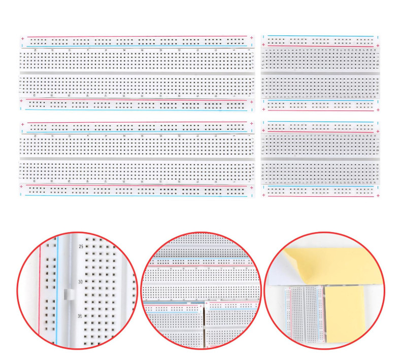 Breadboard, 6PCS Bread Board, Breadboard Kit Includes 2PCS 830 Point + 4PCS 400