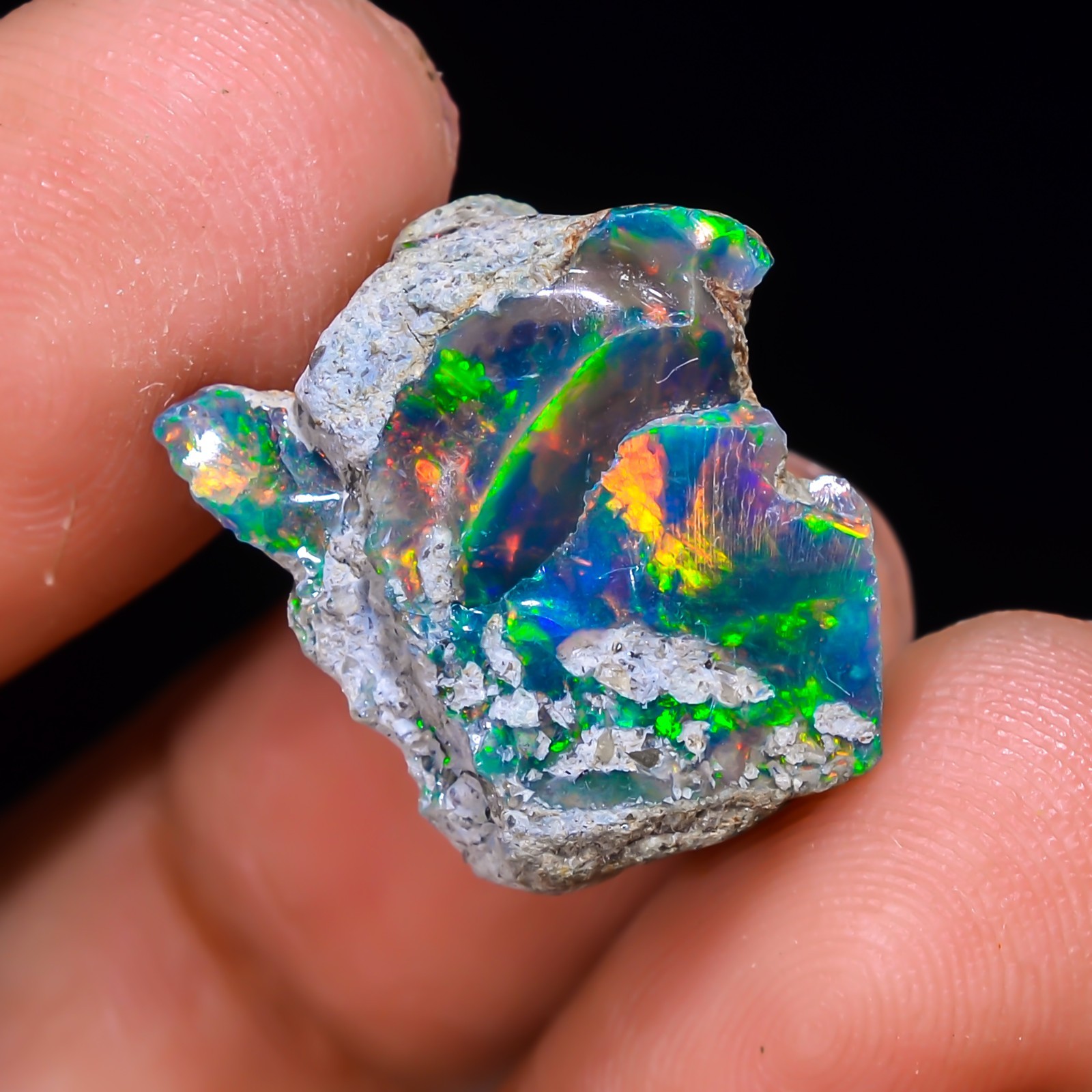 10 Ct Black Ethiopian Opal Rough, Jewelry Grade Welo Opal Rough, Multi Fire Opal