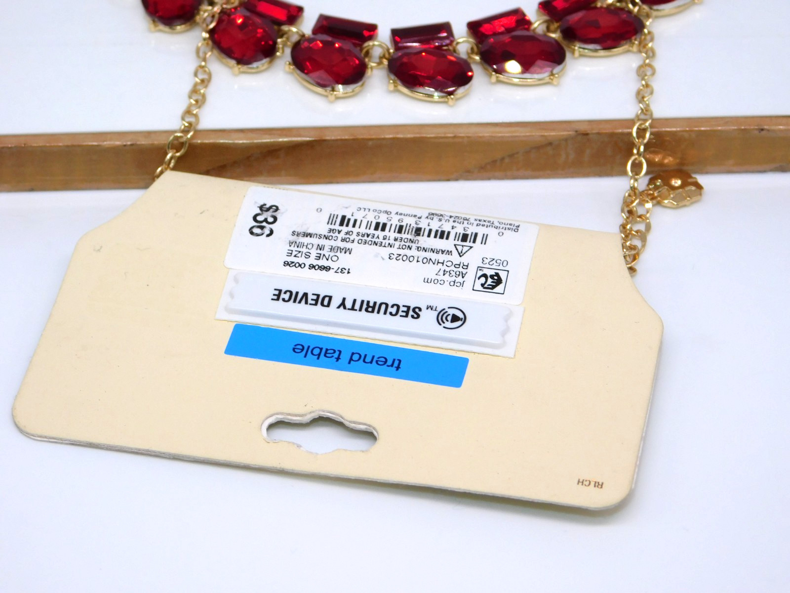 MONET Red Faceted Glass Rhinestone Statement Necklace New with Tag