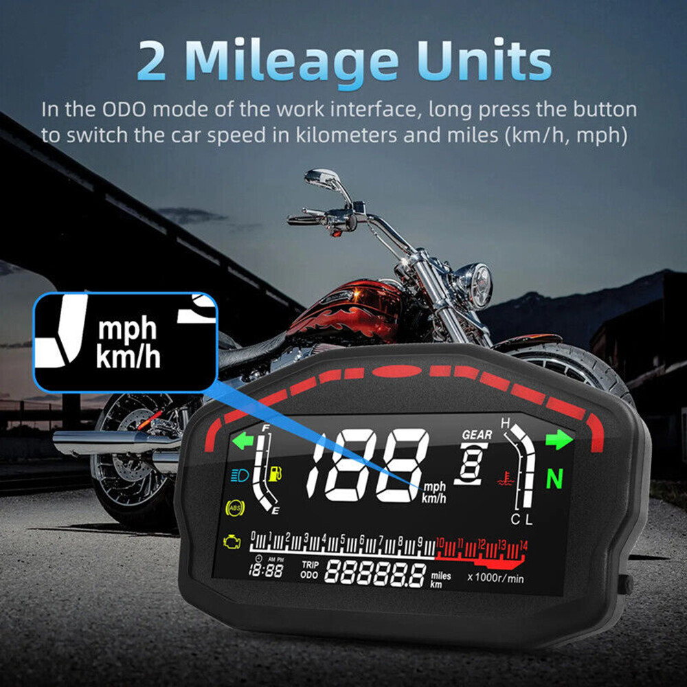 1Pc Digital Motorcycle Dash Panel LCD Dashboard DC 8-12V Motorcycle Odometer