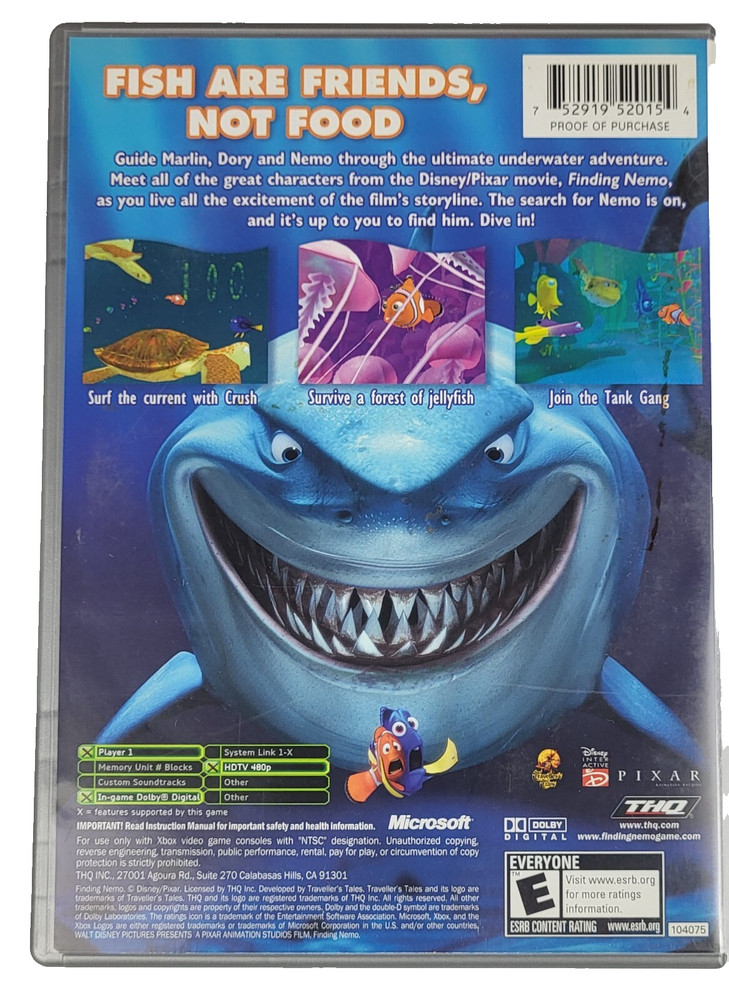 Finding Nemo (Microsoft Xbox, 2003) Case and Manual Only *NO GAME*