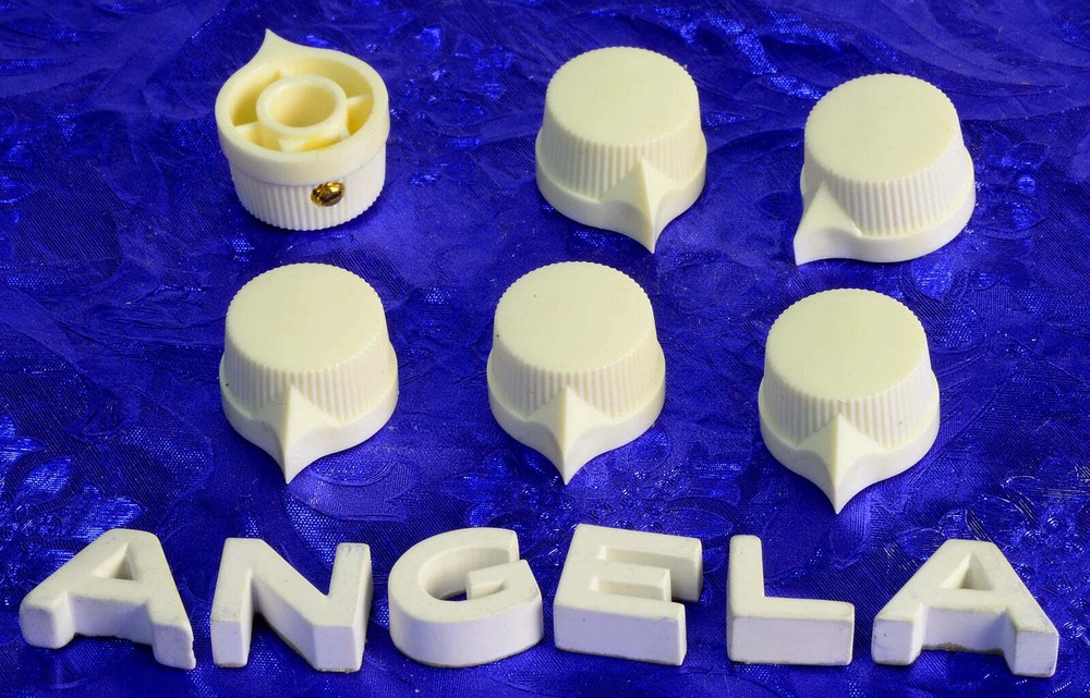 Six Small Cream Pointer Set Screw Knobs For Amps, Effects, Studio Gear, #CPK1