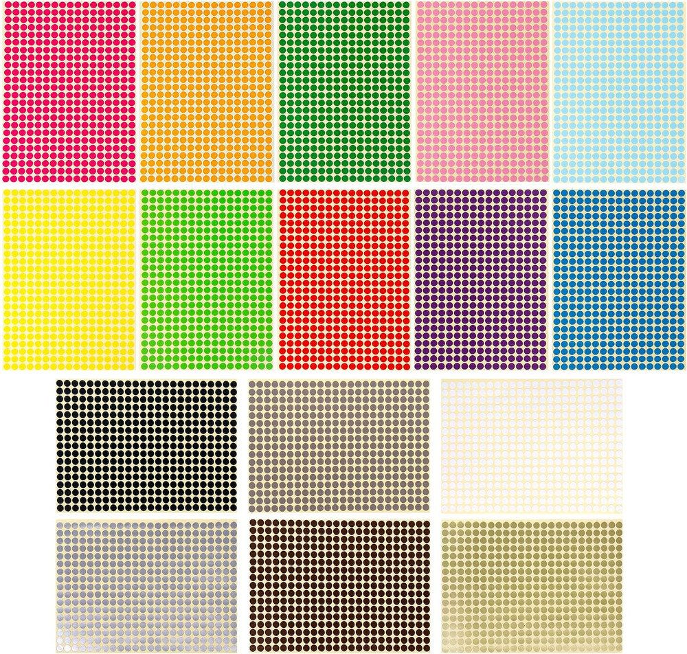 26656 Pieces Colored Dot Stickers, 1/4" Small Color Labels Coding Circle round C