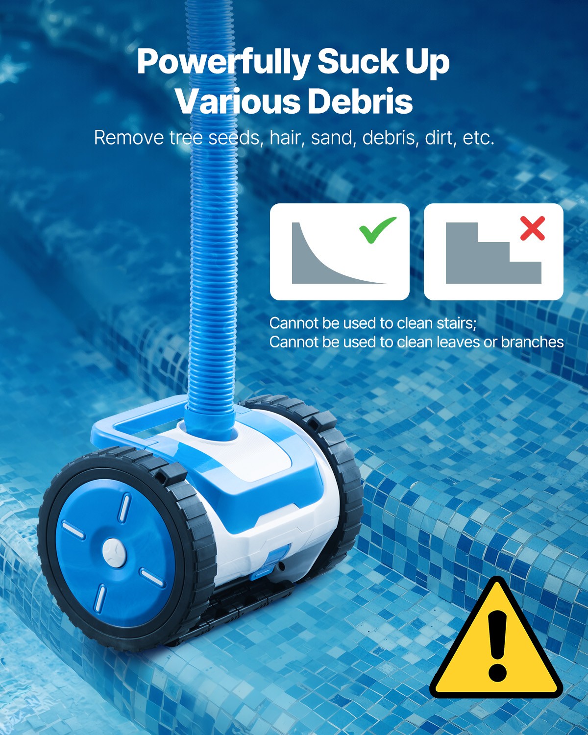 VEVOR Suction Pool Cleaner Vacuum Cleaner 2 Wheels for In/Above-ground Pool