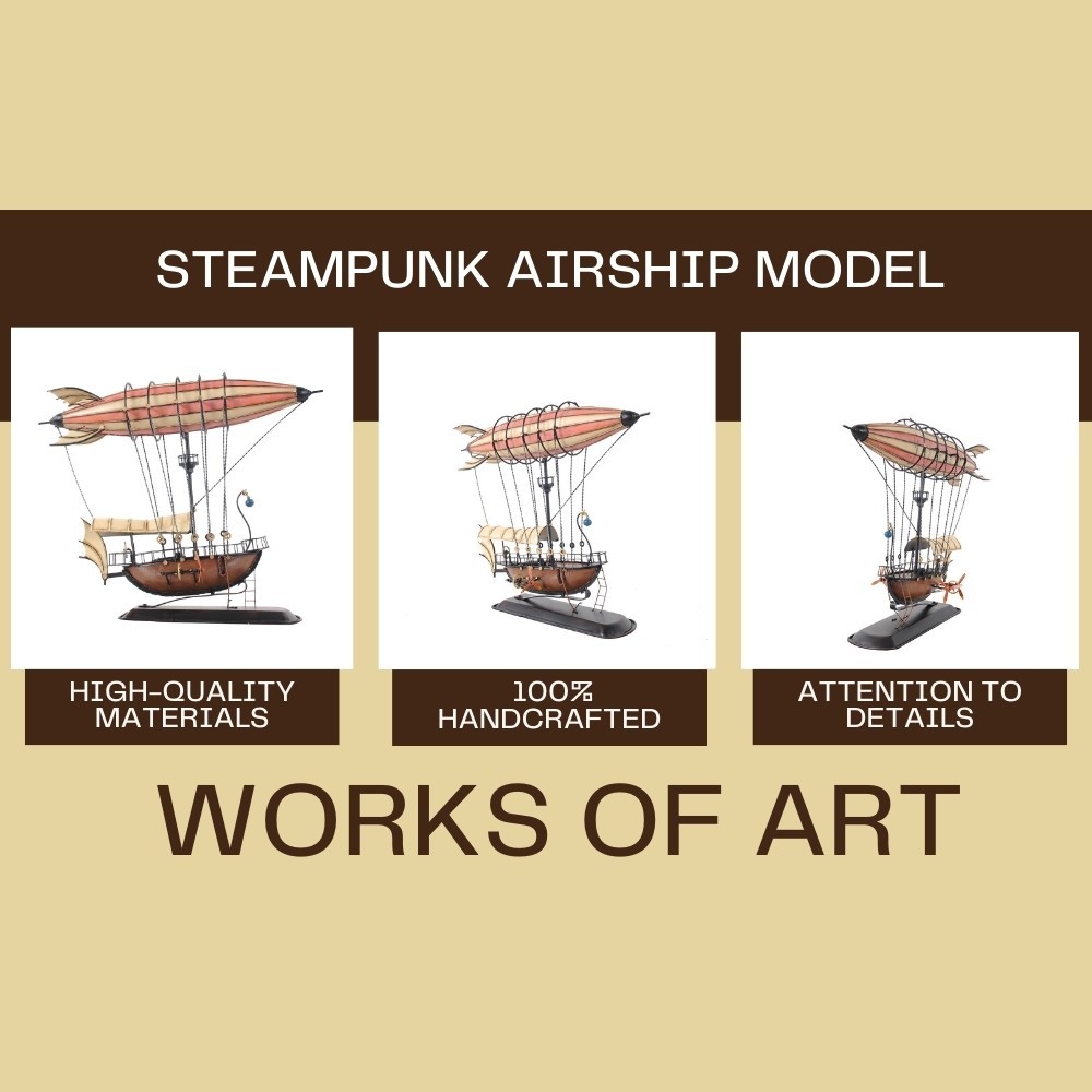 Steampunk Airship Model 14" Handmade Fully Assembled High Quality Home Decor