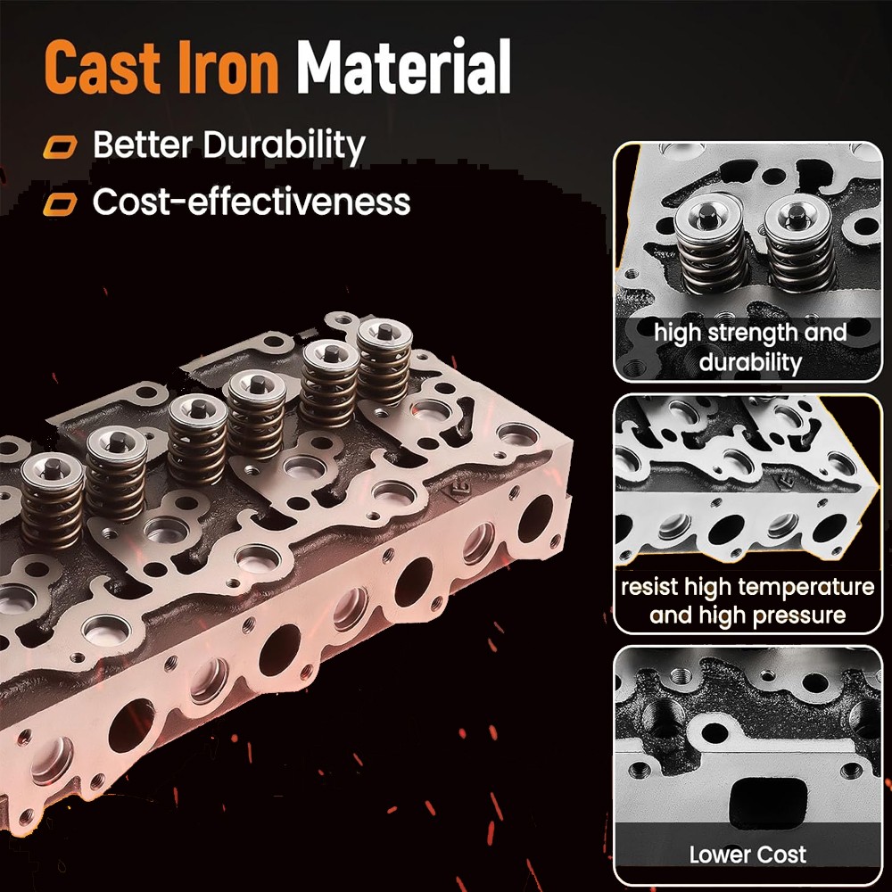 Complete Cylinder Head & Full Gasket Kit For Kubota V2203 Bobcat 773 753 7753