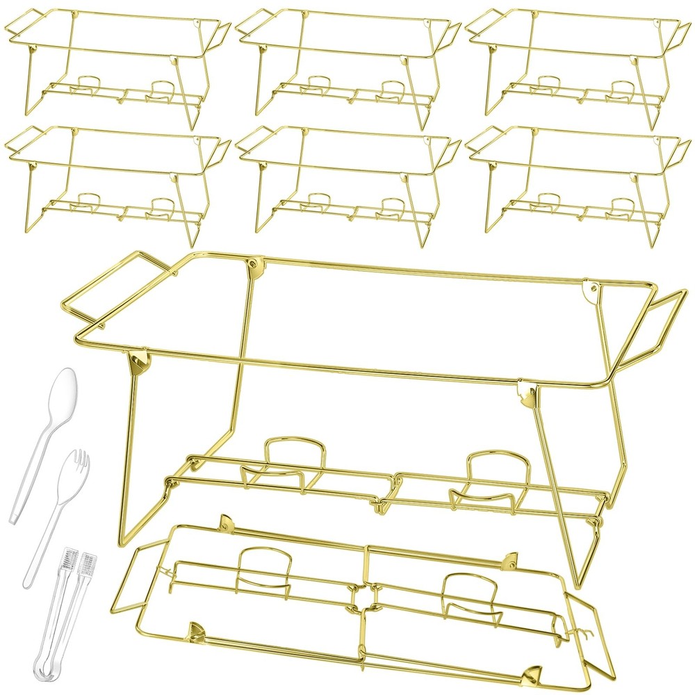 32 Pack Wire Buffet Rack Stand Folding Chafing Stand Chrome Frame Serving Tra...
