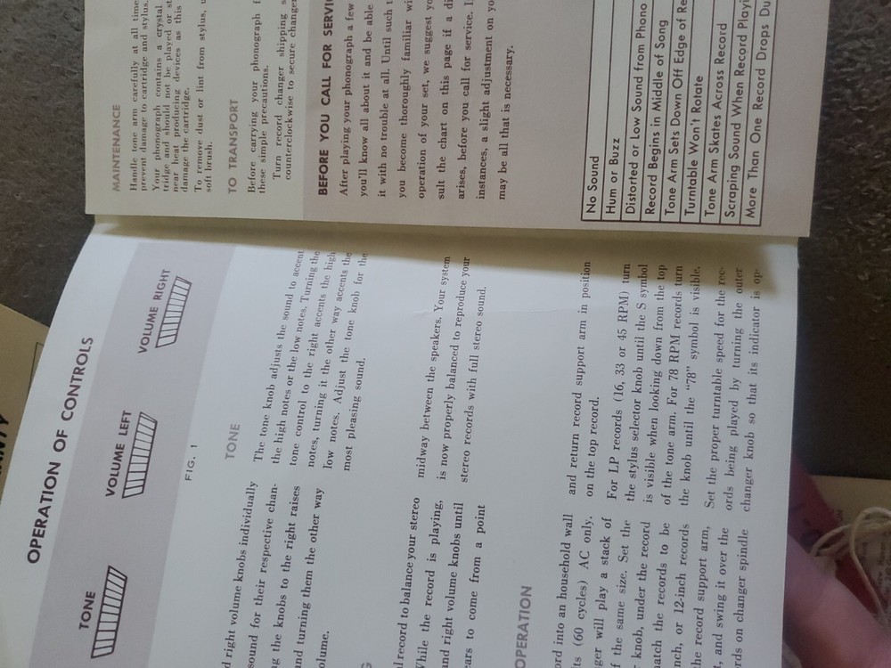 GE Portable Phonograph Gramophone Instructions Manual 1965