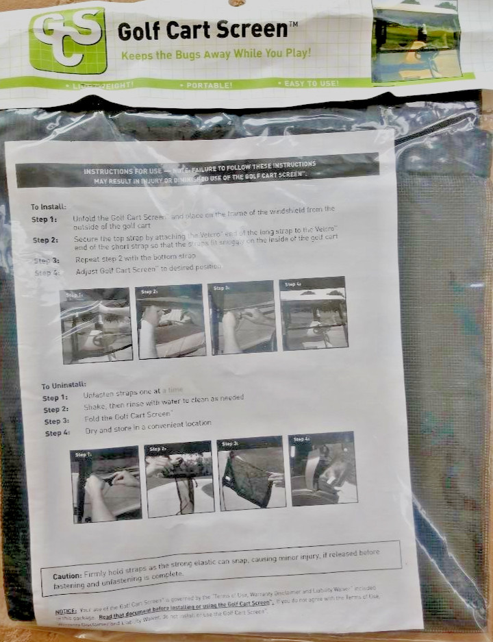 Full Screen or Half Screen Golf Cart Screen - Keep Bugs Away While You Play