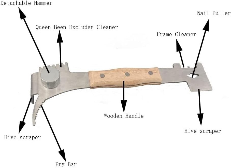 Compact 10.6-Inch Multi-Functional Hive Tool - The Ultimate Beekeeping Solution
