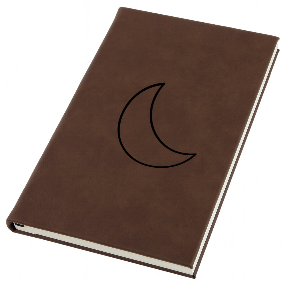 Halfmoon Engraved Leather Journal, Personal Planner with Lined Pages