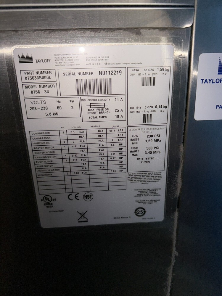 Taylor Ice Cream Machine 8756