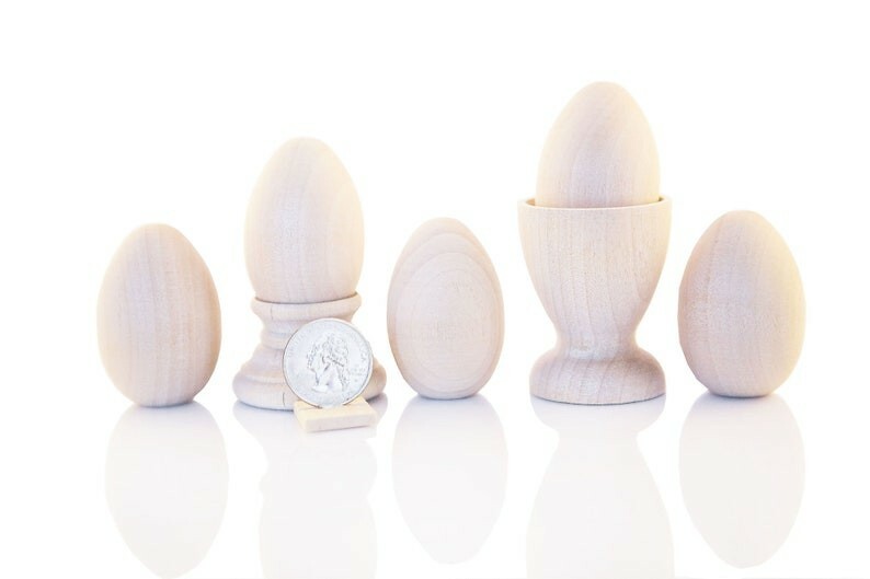 6- 2" Wood Egg Easter Egg Egg Decor Paint Eggs Pretend Play Natural Toy Easter