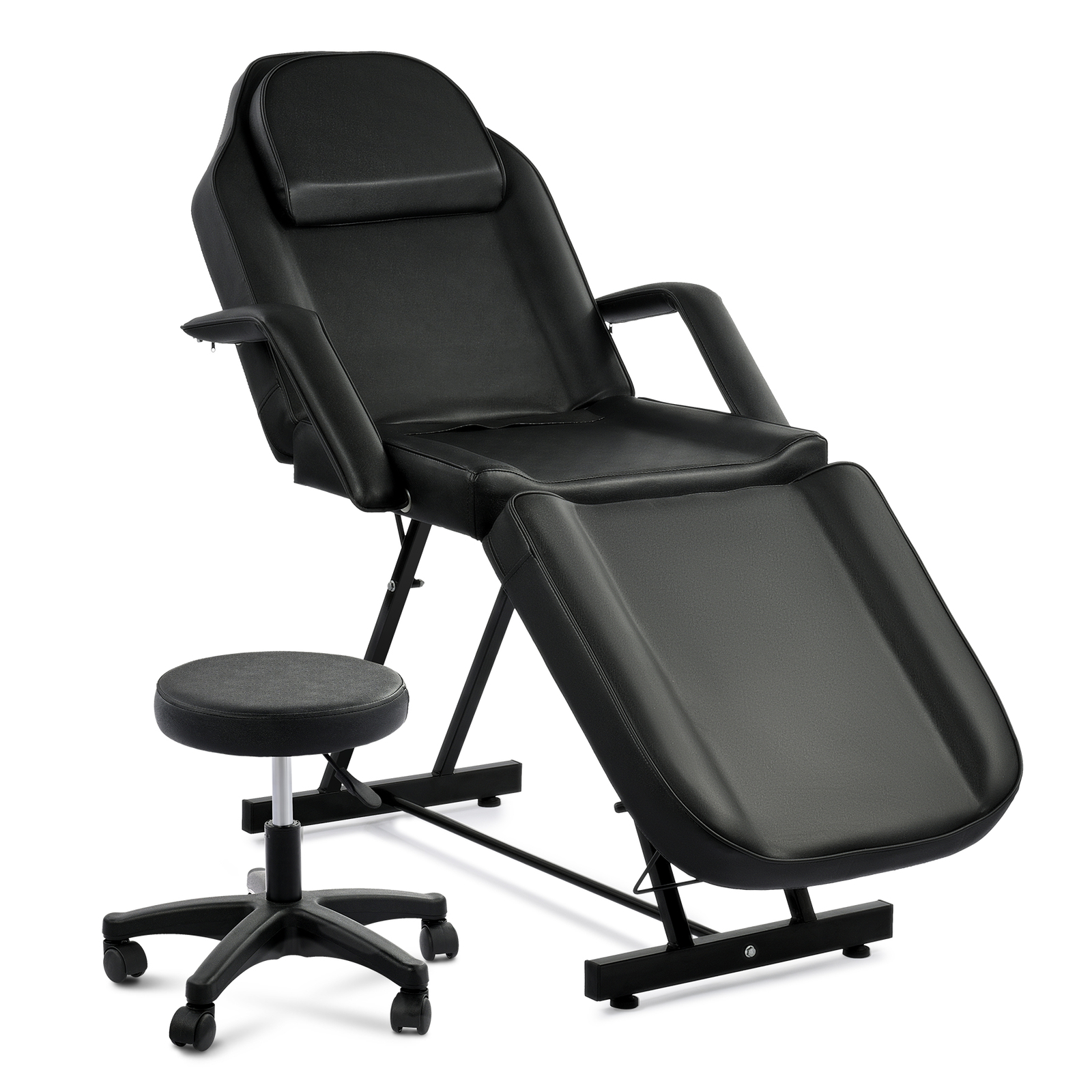 Adjustable Massage Bed w Chair Professional Salon Equipment for Home Salon Black