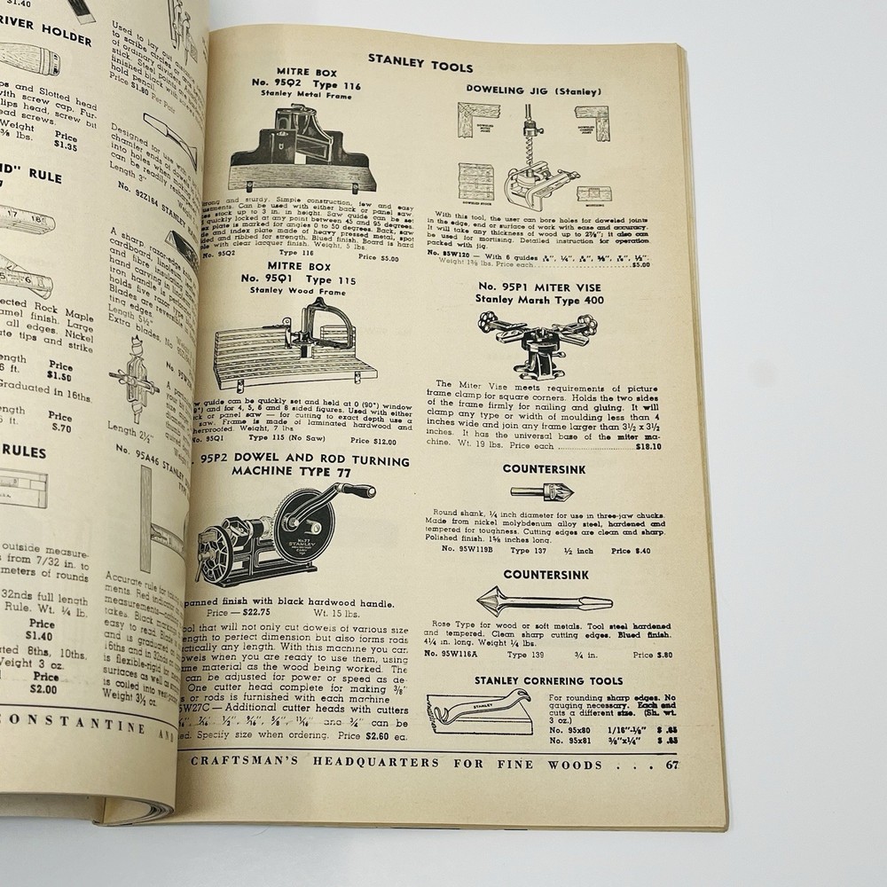1952 Constantine's Manual For Craftsman Catalog Reference Guide Woodworking Tool
