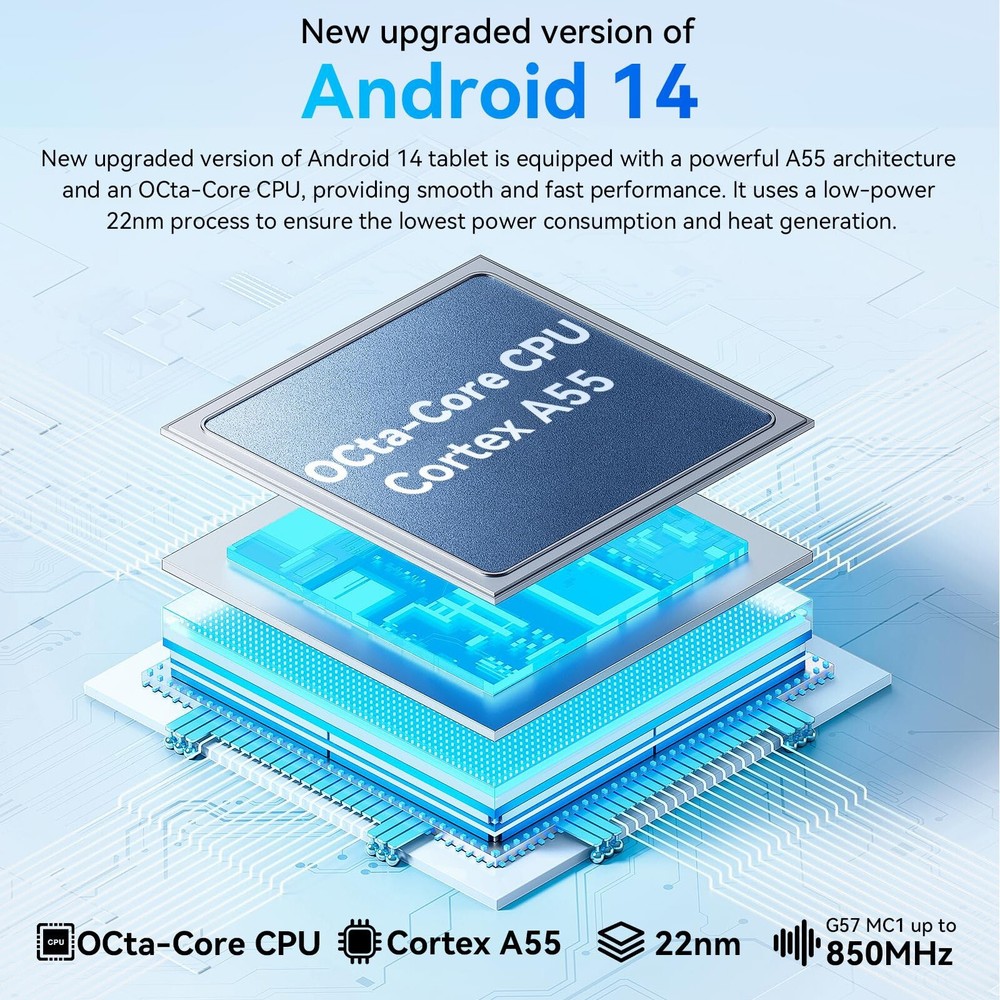 10.1" Android Tablet 10+128GB IPS LCD Touchscreen Octa-core Processor Wi-Fi