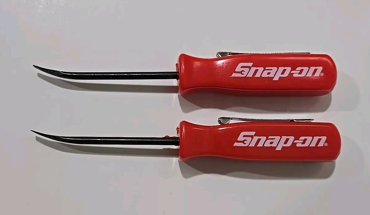 2PK SNAP ON TOOL BOX LOGO EMBLEM Chrome Plastic Badge Decal 8"+2 RED Pry bar !!!