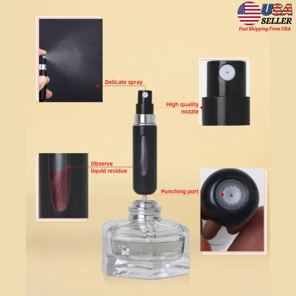 Perfume Atomizer Bottle Travel Portable Mini Refillable Scent Pump Spray 5ML/1pc