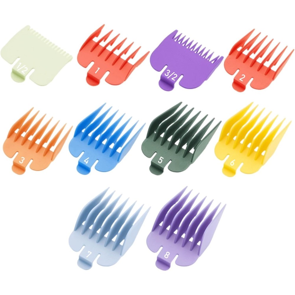 10 Pack Wahl Clipper Guards Set Replacement Color-CodedCombs for Hair Cutting