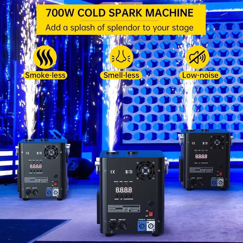 Cold Spark Machine 700W – Adjustable 5–13ft Spark Height, DMX Control System
