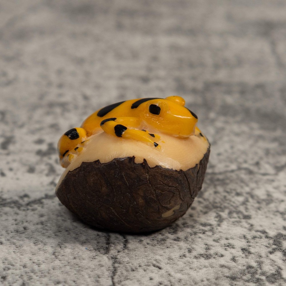 Gold and Black Frog Tagua Carving