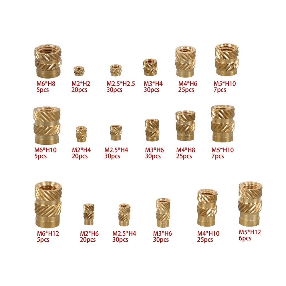 350Pack Threaded inserts kits M2-M6 Metric Internal Thread Rolled Copper Inserts