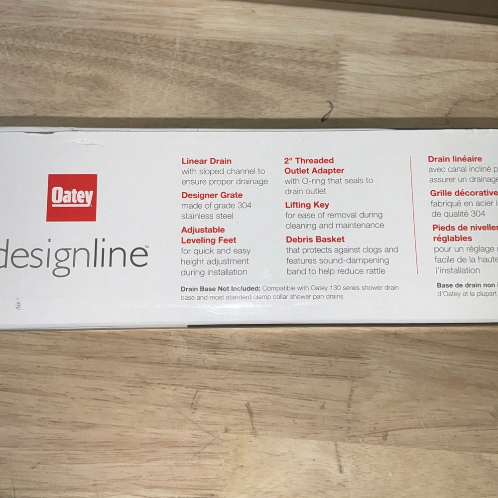 Oatey Designline 24" Stainless Linear Shower Drain Square Pattern Brushed Gold