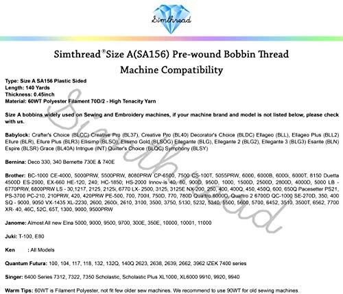 144pcs Pre-Wound Bobbins Thread Class 15 Type A, 60wt Polyester White, Sewing &