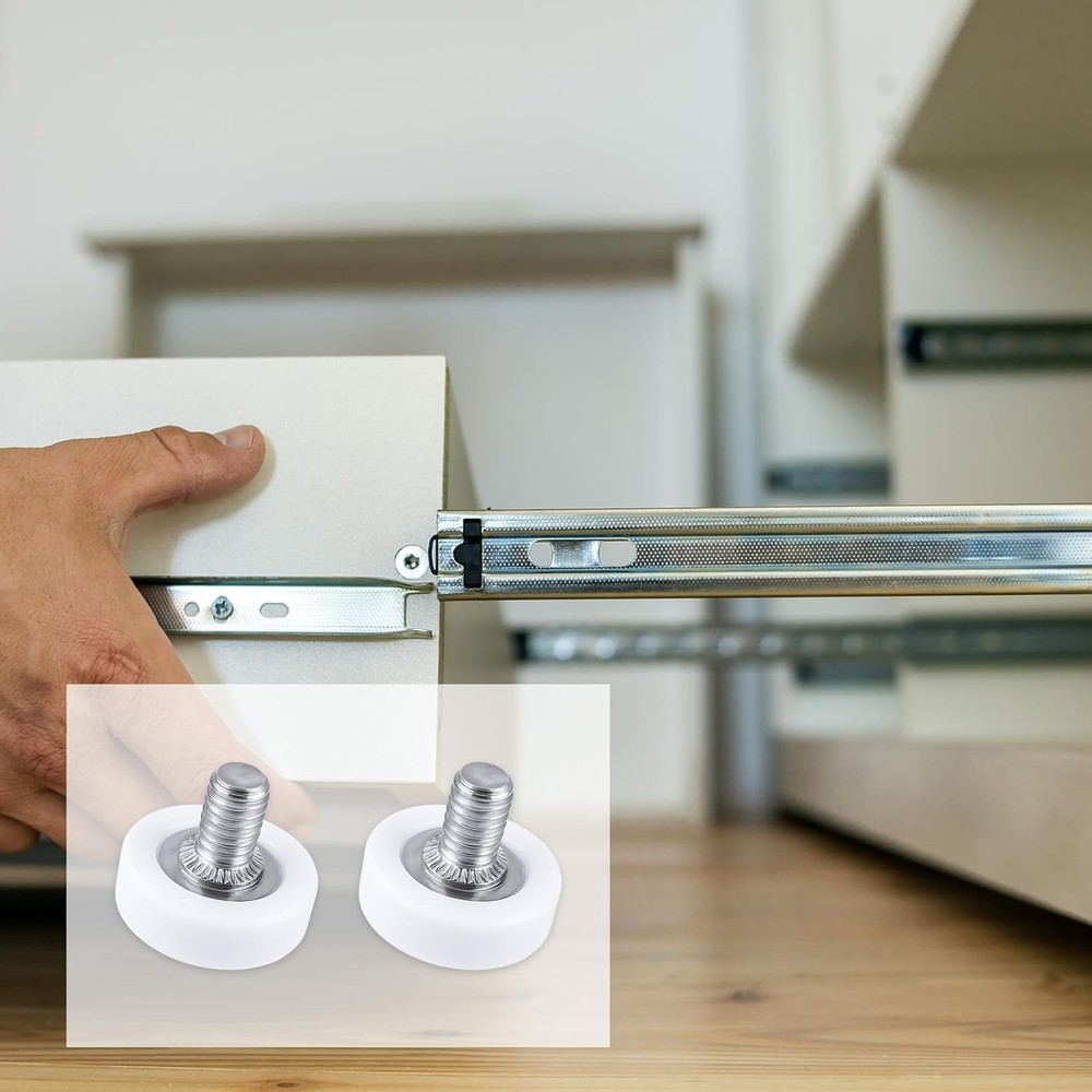 6Pcs Drawer Rollers, 19mm White Plastic Wheels Replacement