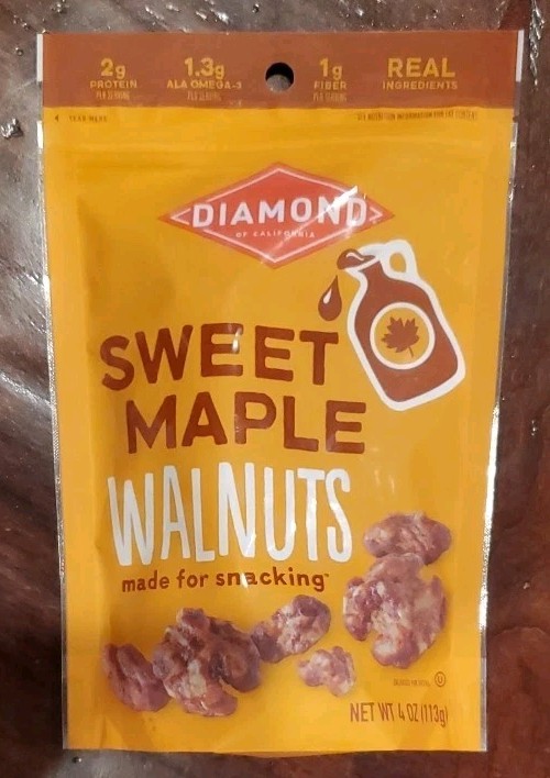Diamond Sweet Maple Walnuts made for snacking, 4oz, One (1) Pack