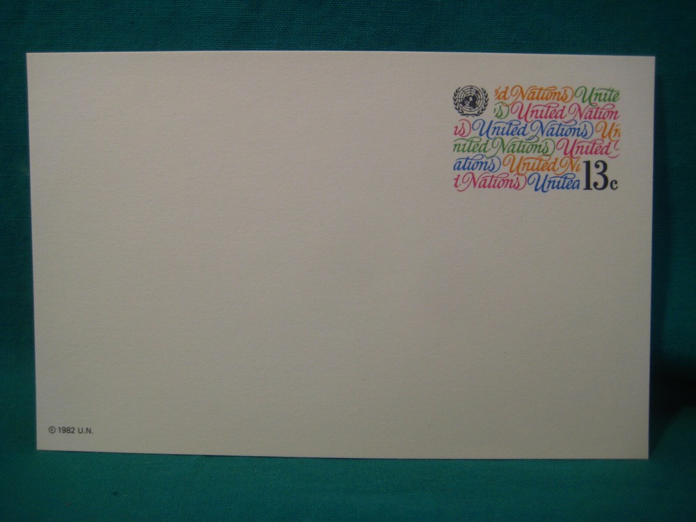 UN-NY  Mint 13c Letters Post Card-Scott# UX8-Issued 1982