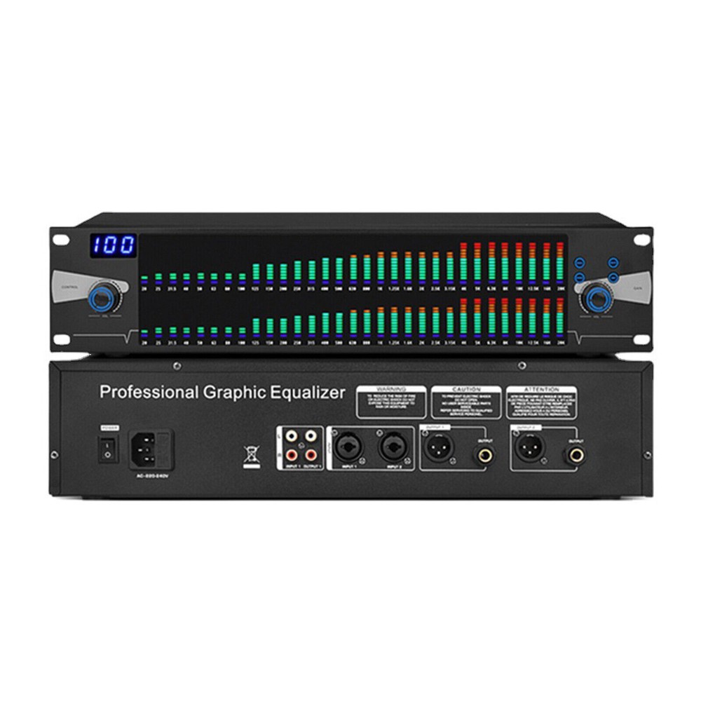 Professional Graphic Equalizer Digital Equalizer Dual 31-Band Spectrum Display.