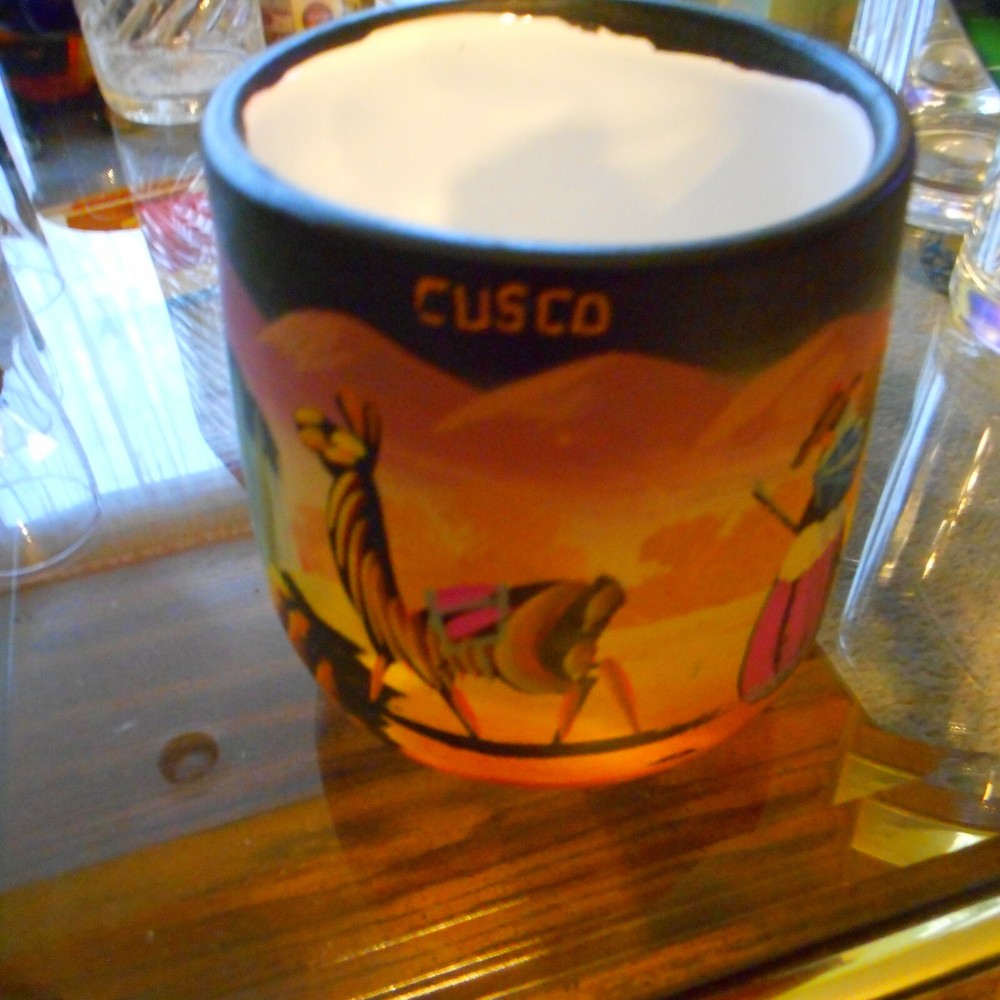 Vintage Beautiful Hand Painted Cusco Peru Coffee Cup!