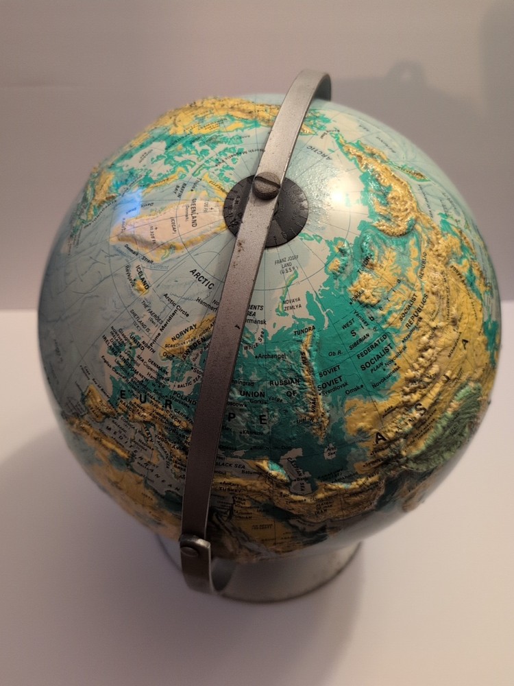 Vintage Nystrom 12" Sculptural Relief Globe