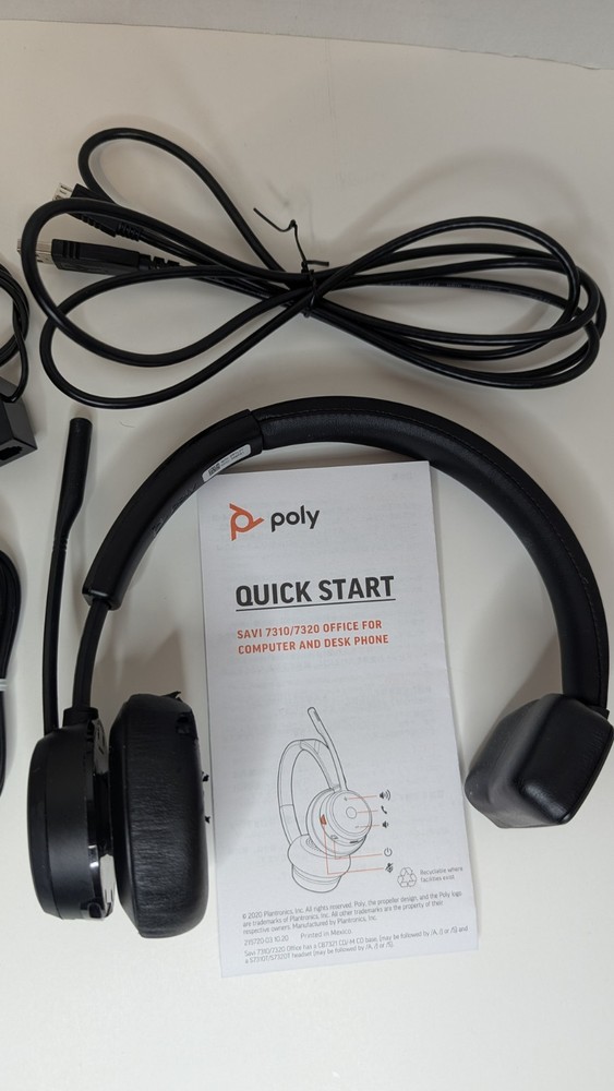 Plantronics Poly Savi Base 7300 7310 Office and Mono Wireless Headset With Base
