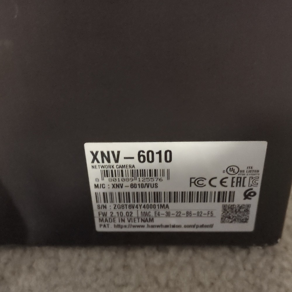 Hanwha Vision XNV-6010 Dome IP Network Camera Wired Onvif White