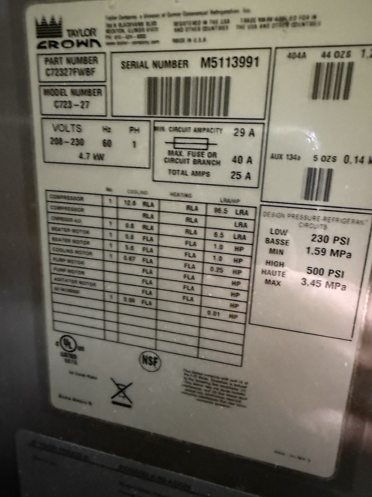 Taylor Crown C723 Ice Cream Machine