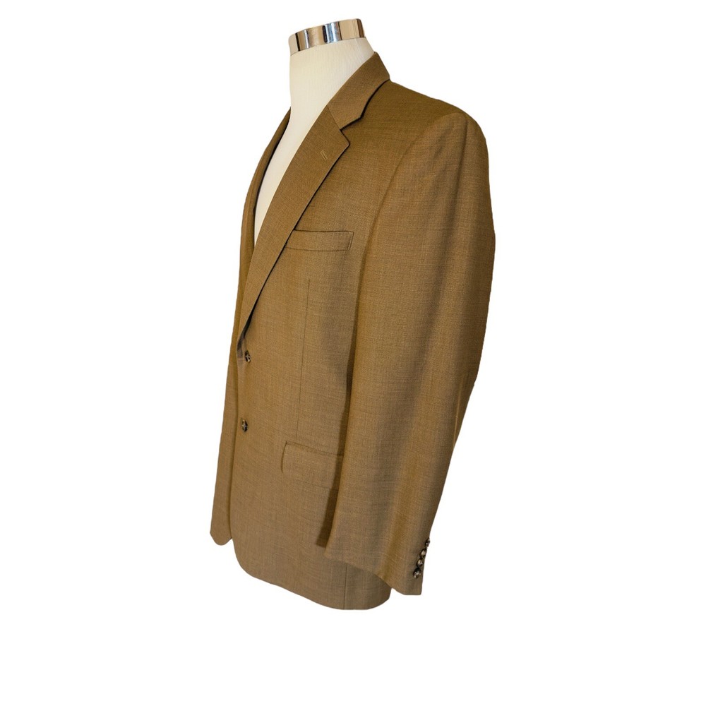 Jos A Bank Men’s 43L Solid Brown/Tan Wool 2 Button Notch Lapel Blazer EUC