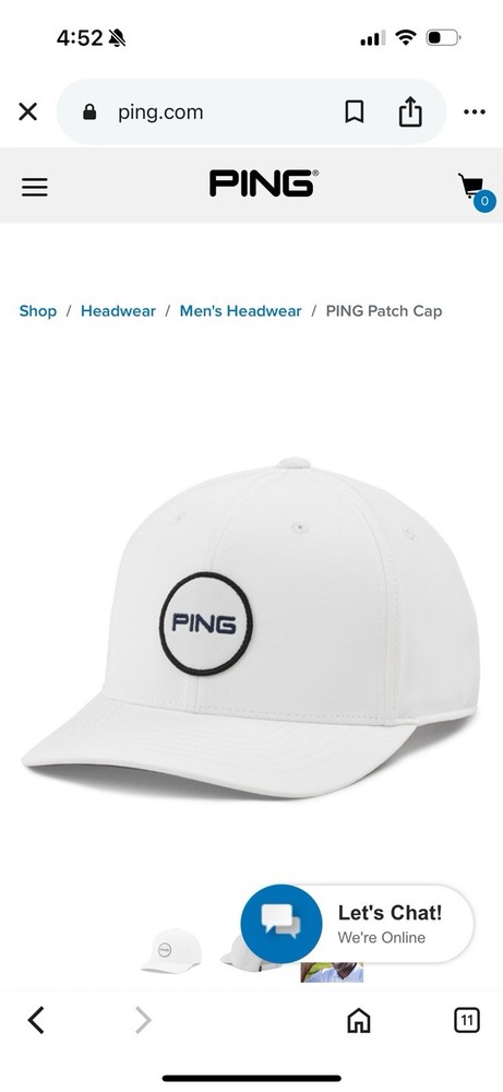 PING Patch Cap White – Flexfit Tech 110 – Brand New with Tags – Golf Hat